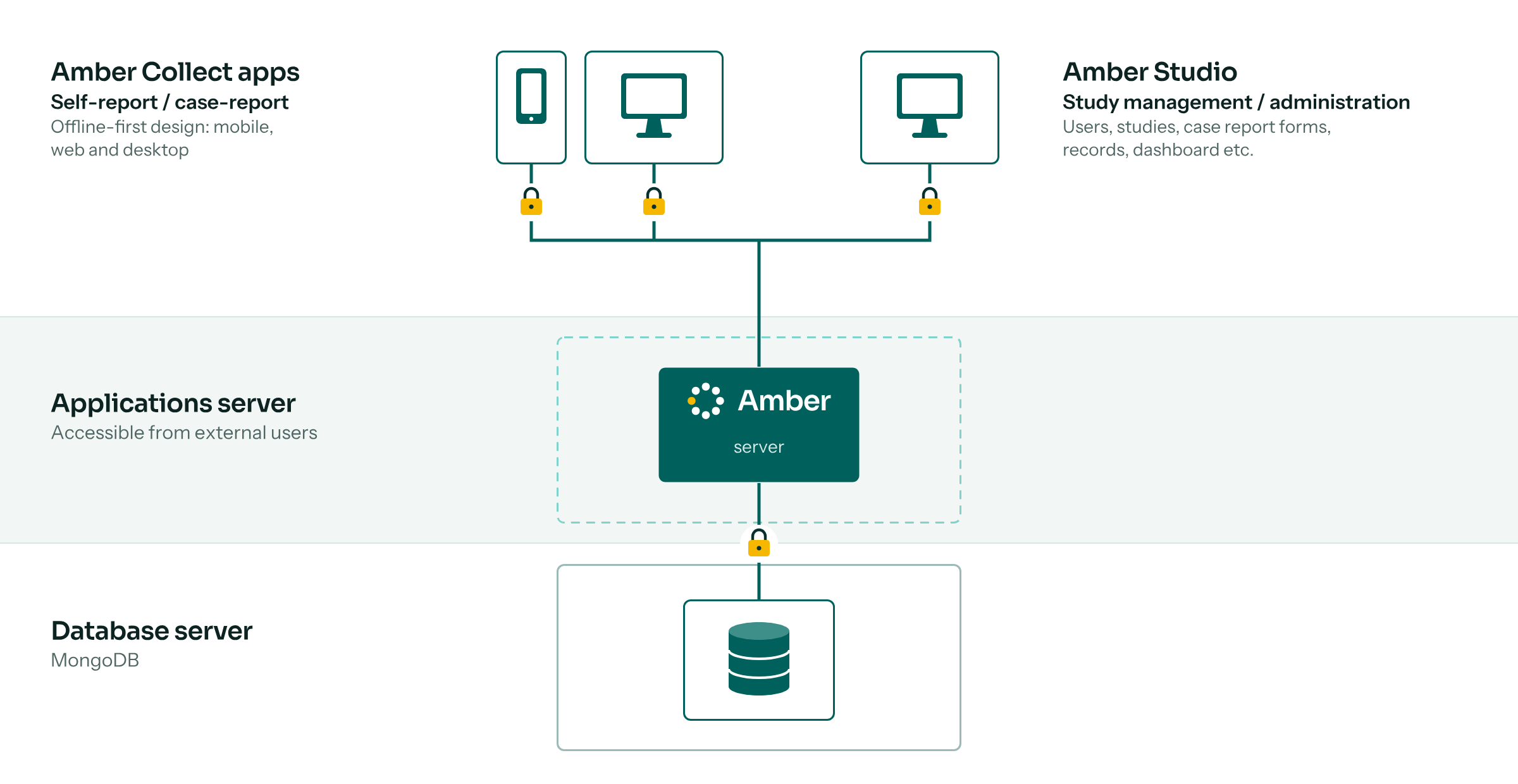 Amber is a server application that centralizes case report data collected on-site