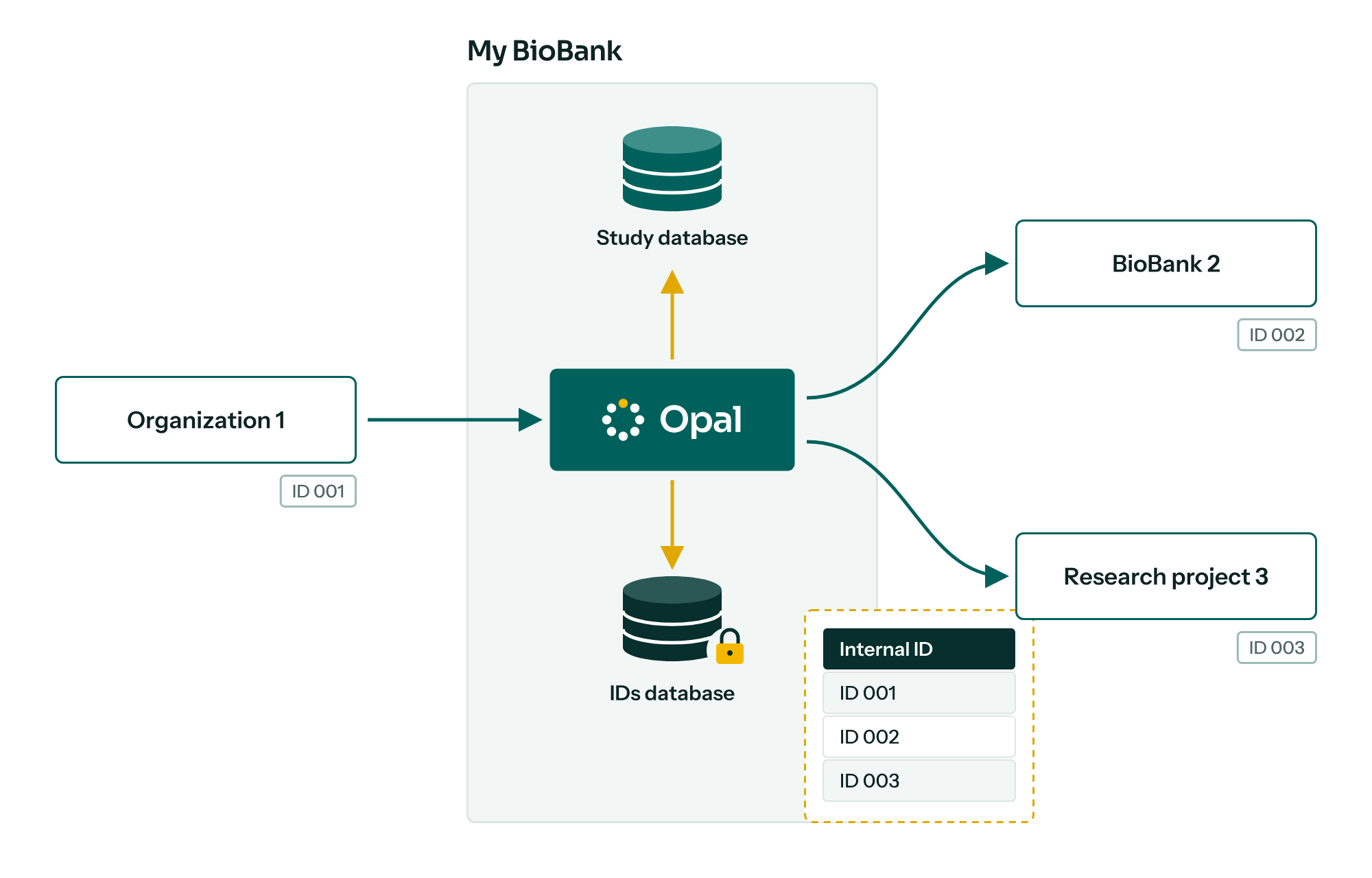 Opal privacy: the same participant has different IDs, all managed by Opal